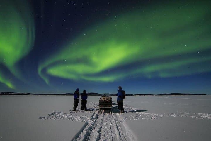 Aurora Hunt to Lake Inari from Saariselkä: Snowmobile Sleigh, Reindeer & Campfire Dinner photo 2