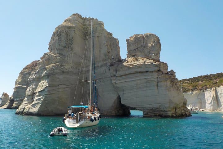 Sailing Milos & Poliegos: Kleftiko Caves, Gerakas Beach and Blue-Water Snorkel Cruise photo 4