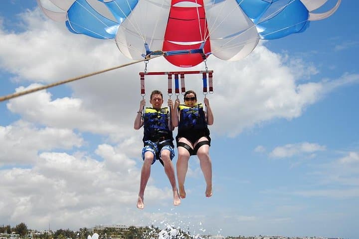 Parascending at Marina Rubicon: 100m Coastal Flight Over Playa Blanca