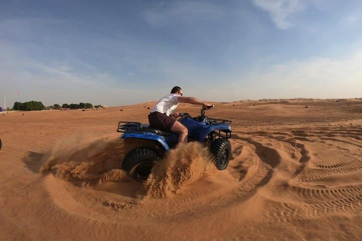 Dubai Desert Quad Safari: Sunset Dunes, Sandboarding & Camp Dinner