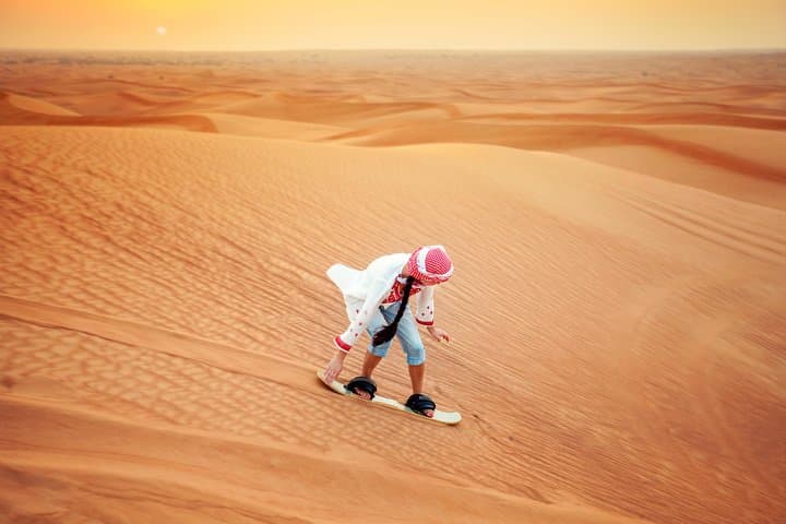 Morning Desert Safari in Lehbab: Dune Bashing, Camel Ride & Sandboarding photo 2