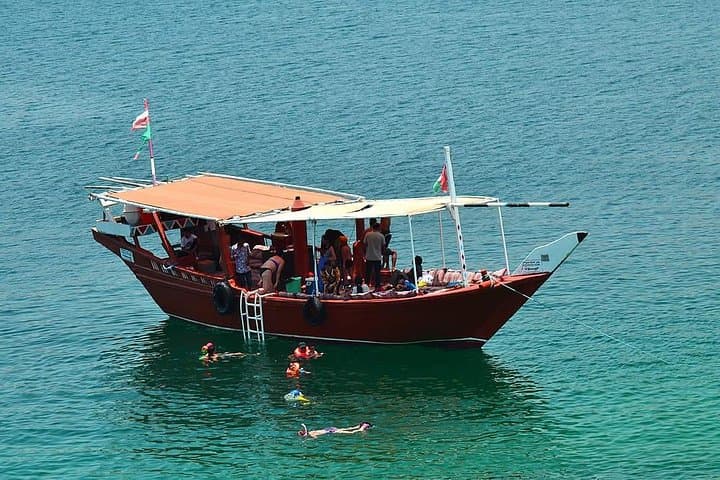 Khasab Dhow Cruise and Musandam Mountain Safari with Picnic — Fjords, Dolphins & Bedouin Villages