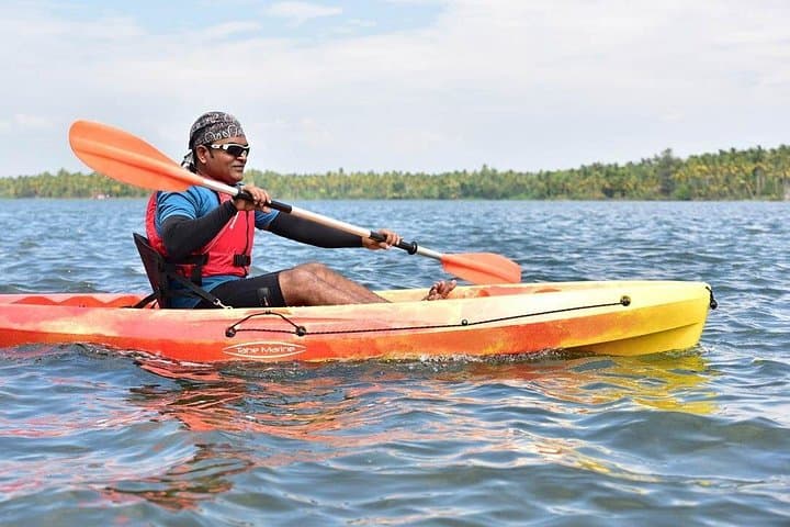 Kayak to Black Devil Snail Sandbar — Paravur Lake Day Paddle Near Varkala
