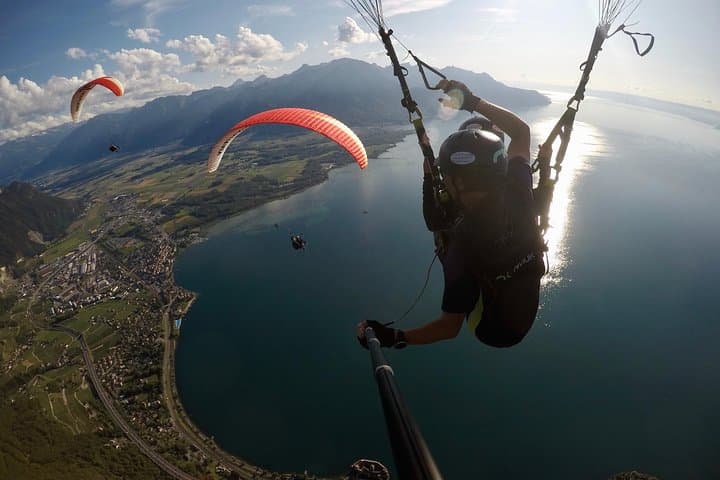 Tandem Paragliding from Sonchaux: Lake Geneva Flight over Château de Chillon photo 5