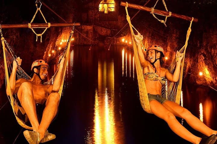 Xplor Fuego Night Adventure: Zip Lines, Caves & Amphibious Route from Cancún