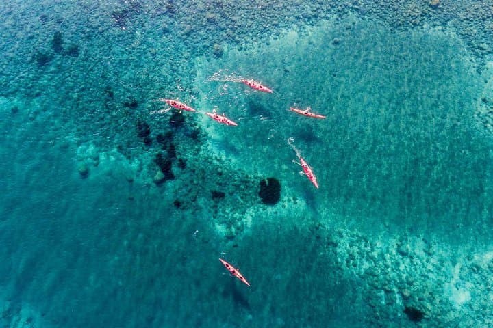 Santorini Sunset Sea Kayak and Dinner — Explore Red, White & Black Beaches photo 3