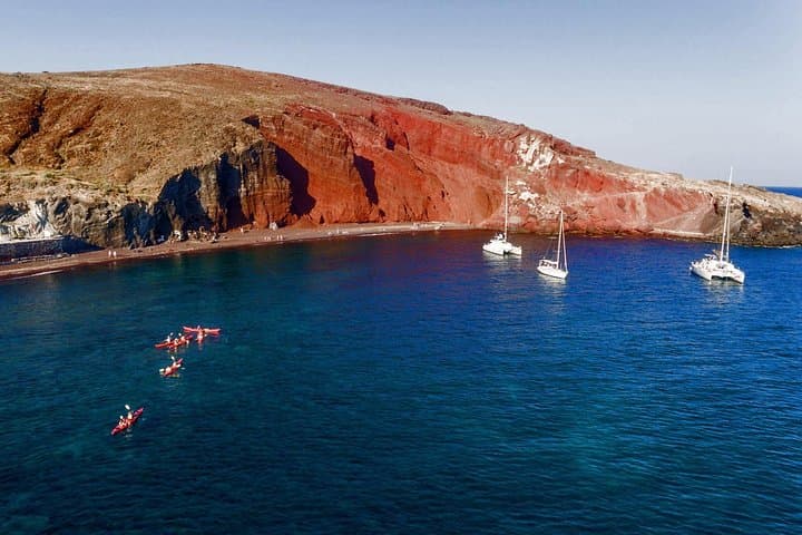 Santorini Sunset Sea Kayak and Dinner — Explore Red, White & Black Beaches photo 5