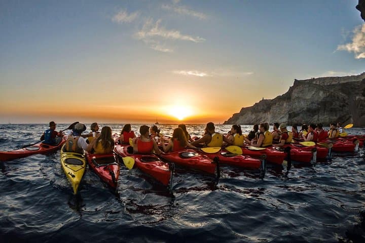 Santorini Sunset Sea Kayak and Dinner — Explore Red, White & Black Beaches