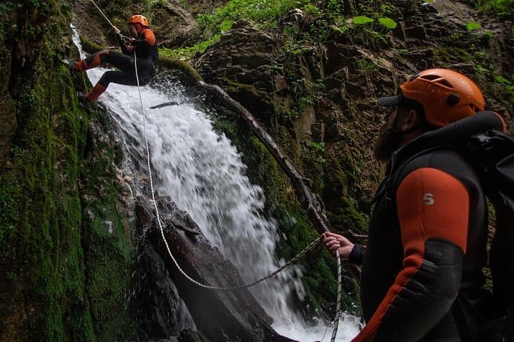 Kutaisi Canyoning & Rappelling in Txopra Valley — 8 Waterfalls, 55m Rappel