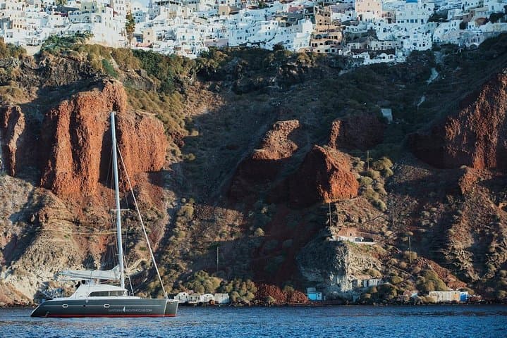 Private Santorini Catamaran Cruise: Day & Romantic Sunset with BBQ, Snorkel & Hot Springs photo 5