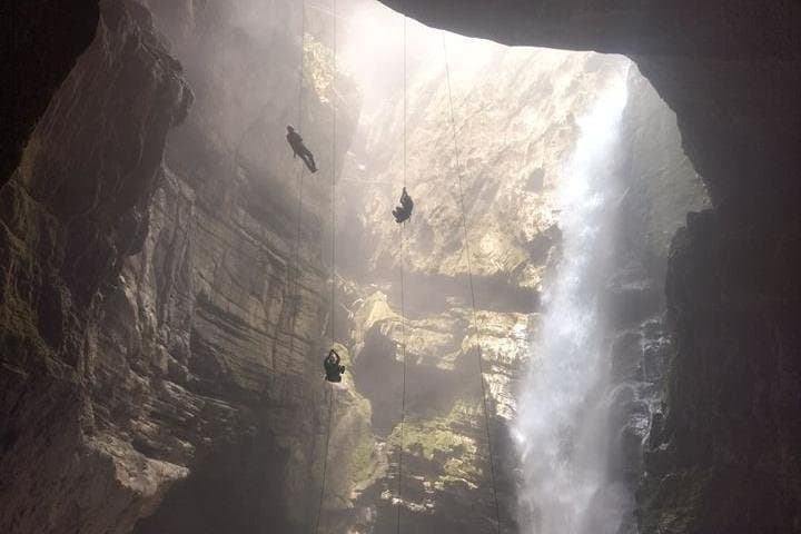 Basement Underground Exploration of Popocatl — Veracruz Cave Rappel to an Underground Waterfall