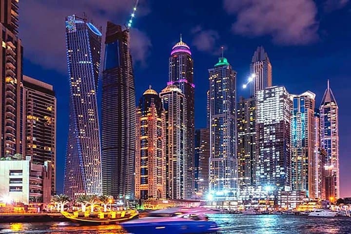 Dubai Marina Dhow Dinner Cruise at Sunset — Evening Canal & Marina Buffet Experience