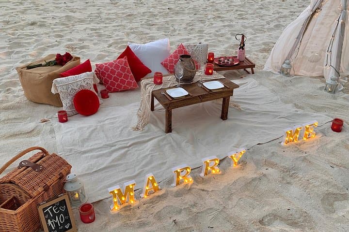 Sunset Beach Proposal in Cancun: Private Candlelit Picnic with Photographer photo 4