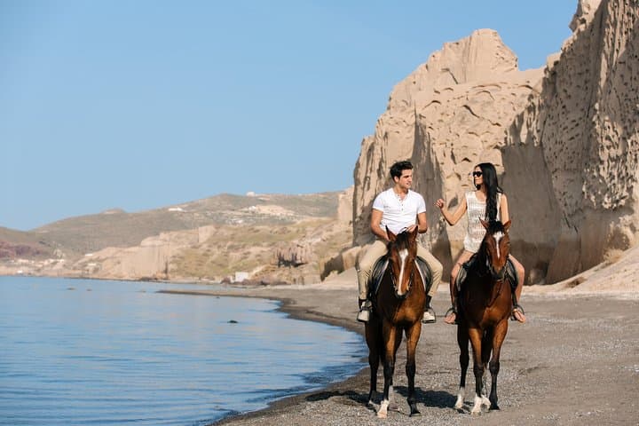 Santorini Horse Riding to Eros Beach — Black Sand Coastal Trail from Megalochori photo 2