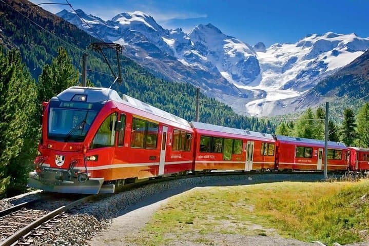 Bernina Express Day Trip from Desenzano — St. Moritz, Lake Como & the Alpine Red Train