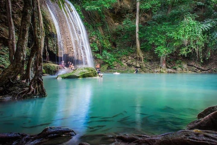 Thaka Floating Market to Erawan Falls: Day Tour from Bangkok with History & Waterfalls photo 1