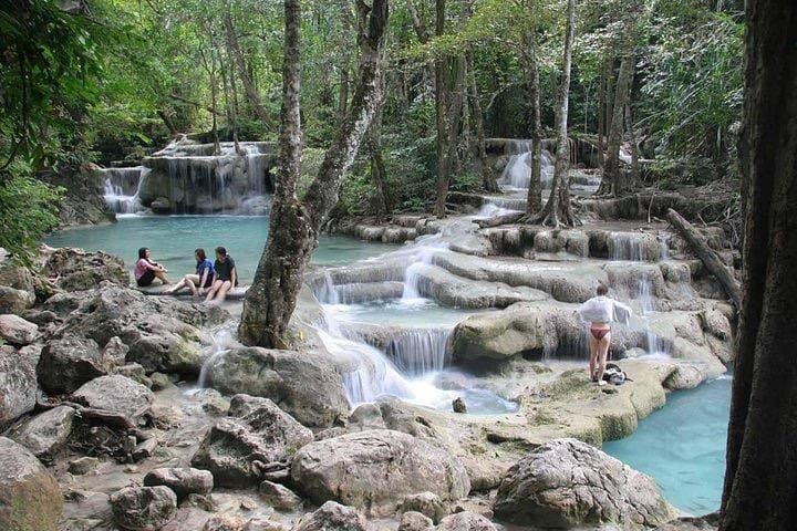 Damnoen Saduak Floating Market & Erawan Waterfall Day Trip from Bangkok