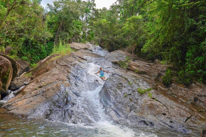 Yunque Rainforest Outskirts: River Rope Swing, Natural Waterslides & Luquillo Beach Adventure