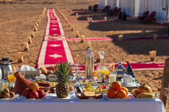 Merzouga Overnight Luxury Desert Camp: Camel Ride, Sandboarding & Sunrise