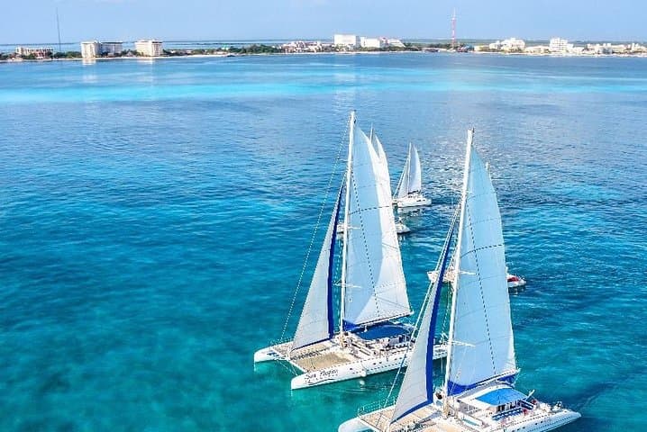 All-Inclusive Catamaran to Isla Mujeres from Cancun — Snorkel, Beach Club & Open Bar