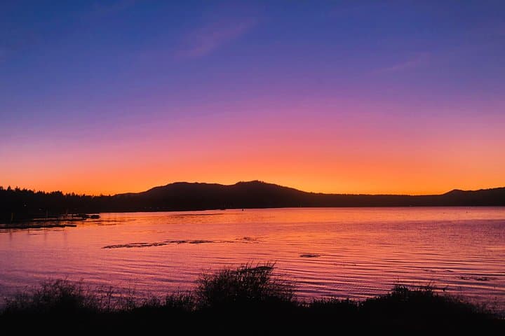 Big Bear Guided Hike and Private Dock Champagne Sunset
