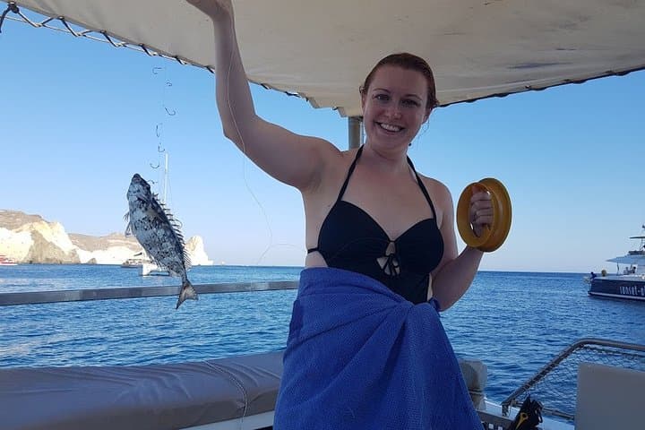 Santorini Private Sunset Fishing Tour with Dinner, Snorkel & Local Wine photo 6