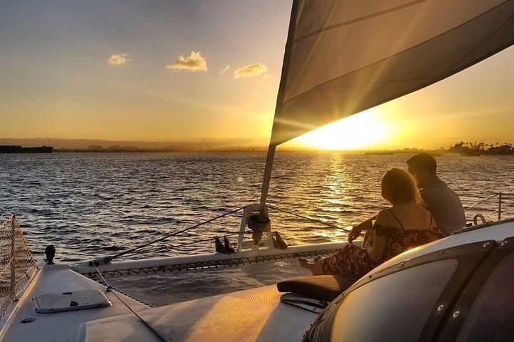 San Juan Sunset Catamaran Sail: Two-Hour Bay Cruise with Drinks Included