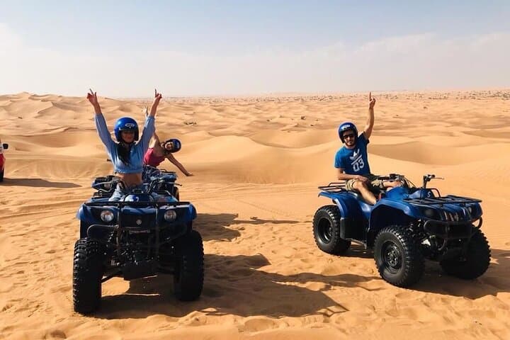Dubai Desert Quad Bike Self-Drive, Sandboarding & Camel Ride Experience