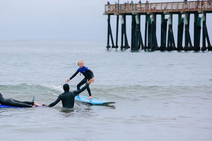 Private Surf Lesson in Morro Bay — Learn to Stand Up in Cayucos' Gentle Breaks