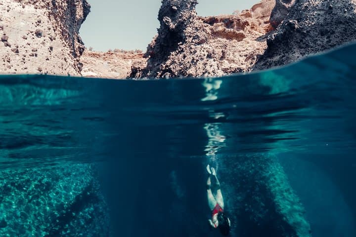 Private Santorini Catamaran Cruise: Day & Romantic Sunset with BBQ, Snorkel & Hot Springs photo 6