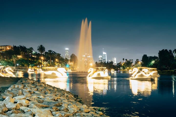 Echo Park Lake Swan Boat Night Ride: LED Paddle Boats & LA Skyline photo 4