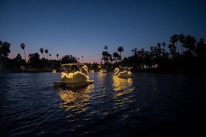 Echo Park Lake Swan Boat Night Ride: LED Paddle Boats & LA Skyline photo 2