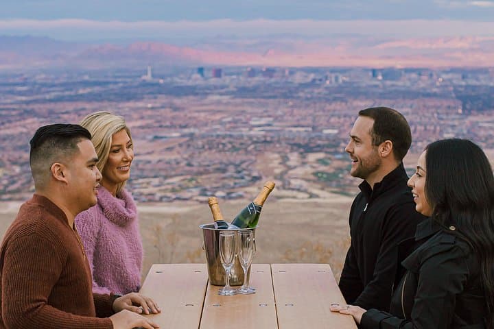 Sunset Helicopter Tour Over Red Rock Canyon with Bluff Landing & Champagne Toast photo 1
