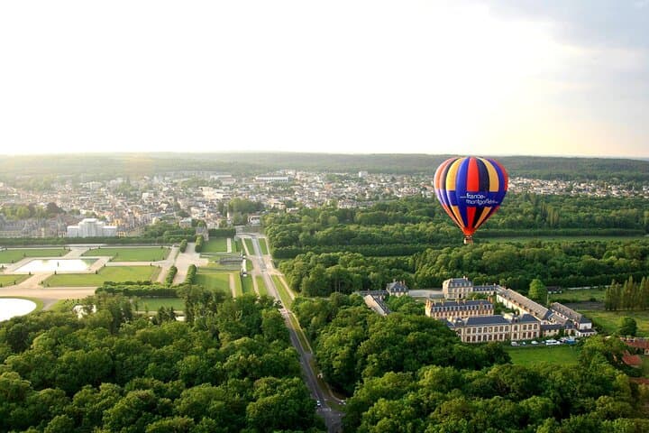 Hot-Air Balloon Over Fontainebleau Forest and Château de Fontainebleau