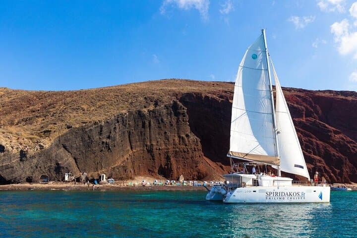 Santorini Catamaran Cruise: Luxury BBQ, Open Bar & Snorkeling the Caldera photo 2