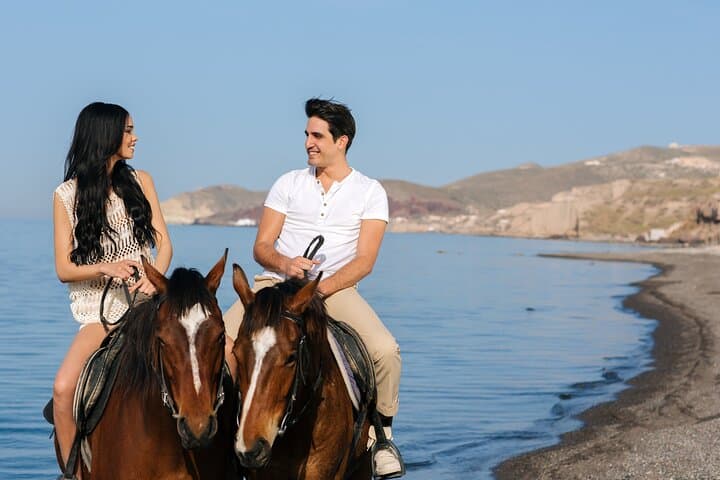 Santorini Horse Riding to Eros Beach — Black Sand Coastal Trail from Megalochori photo 3