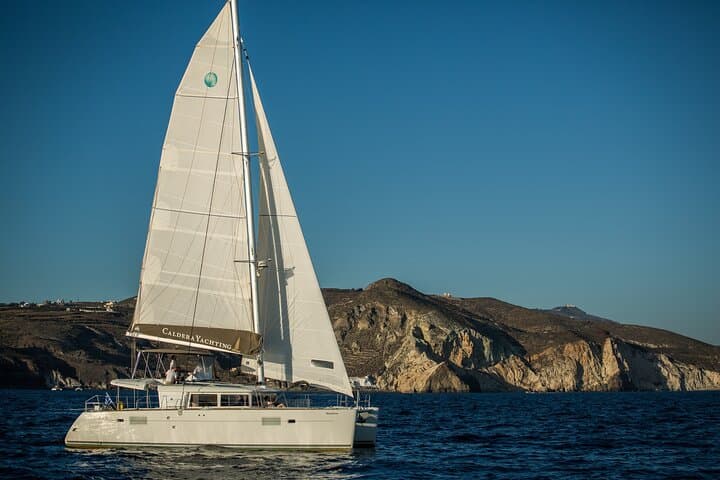 Santorini Caldera Gold Day Cruise: Volcano Hot Springs, Snorkel & BBQ