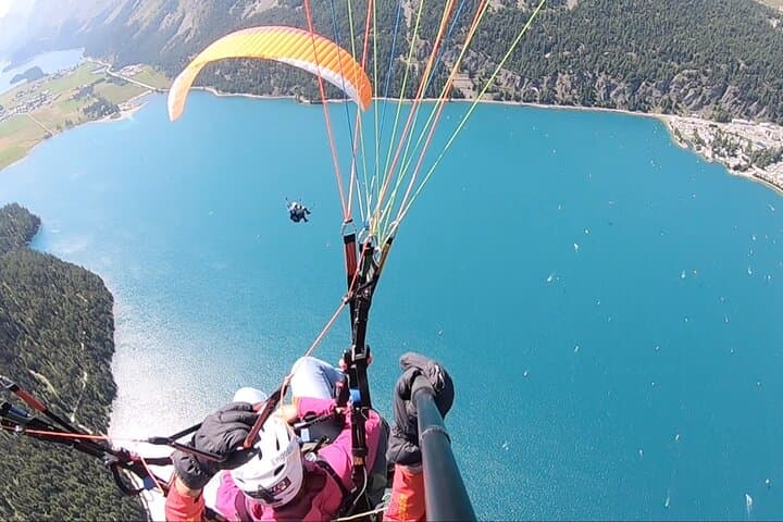 Tandem Paragliding Over Engadin Valley: St. Moritz Scenic Flight