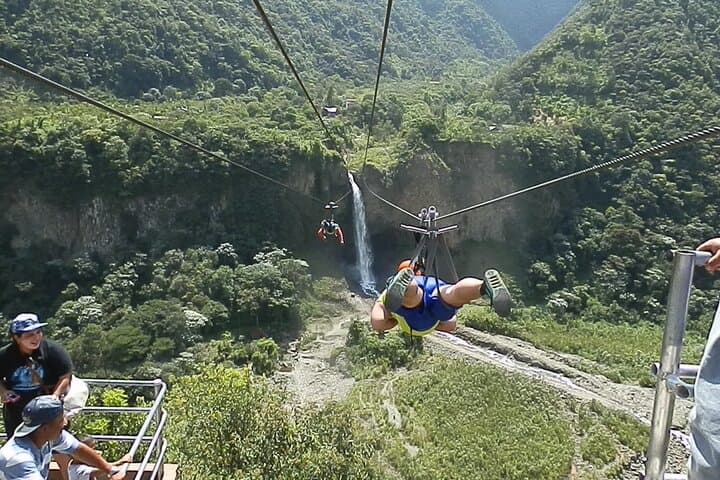 Manto de la Novia Zipline in Baños — 1300m Round-Trip Canopy Over the Waterfall