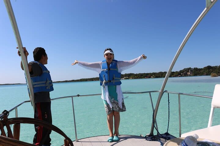 Explore Bacalar’s Lagoon of Seven Colors: Full-Day Private Boat & Blue Cenote Tour