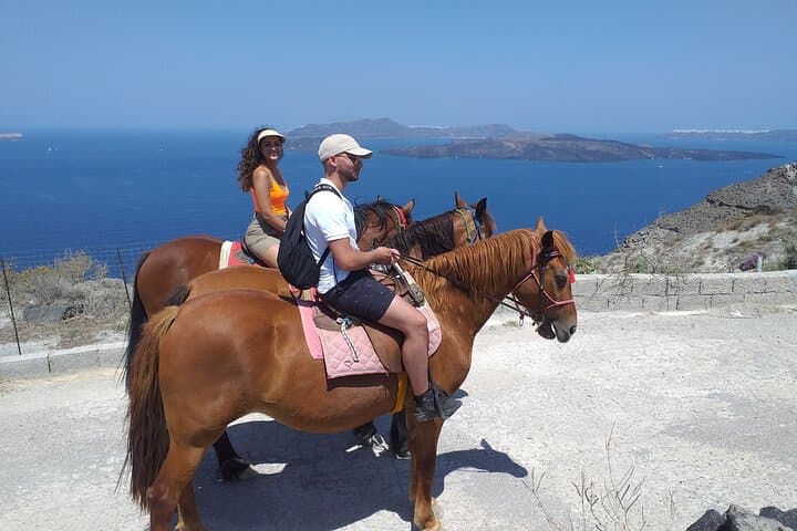 Sunset Horse Riding to Santorini Caldera: Megalochori to Black Beach