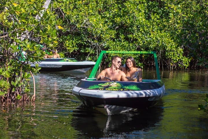 Drive-Your-Own Boat Through Cancún’s Nichupté Lagoon to Playa Conchitas