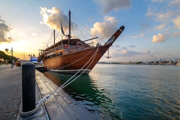 Moonlit Dhow Dinner Cruise on Dubai Creek — Traditional Buffet & Heritage Sail
