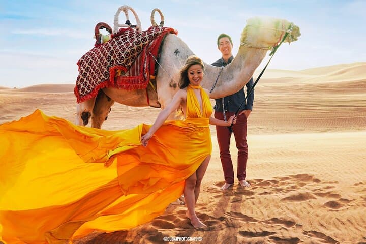 Dubai Flying Dress Desert Photoshoot — Sunrise Al Qudra Dress & Video Experience photo 1