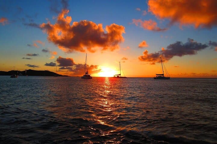 Sunset Coastal Sail in St. Maarten: Private Catamaran from Philipsburg