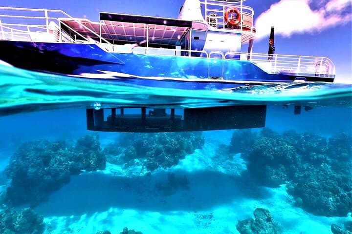 Underwater Cabin Boat Tour in Bora Bora Lagoon — Coral Gardens & Marine Life