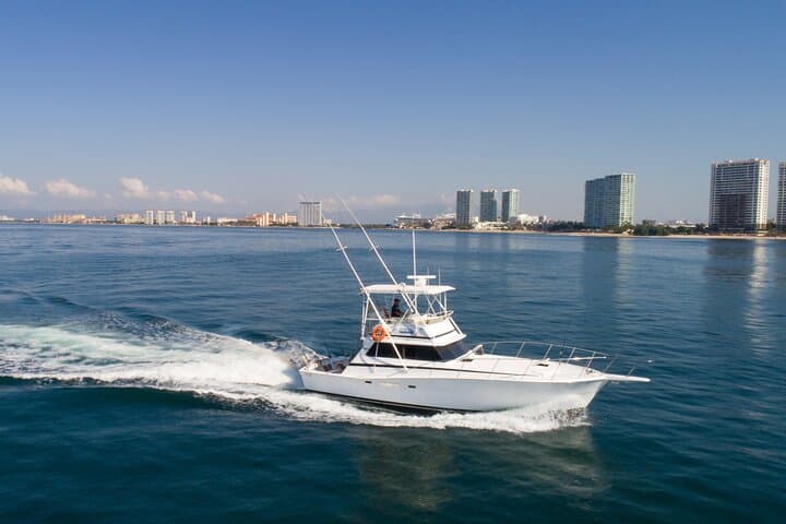 Private Hatteras Yacht Charter in Puerto Vallarta — Fishing, Snorkeling & Whale Watching