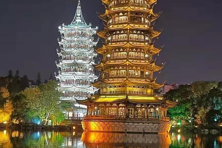 Guilin Four Lakes Night Cruise — Sun & Moon Pagodas & City Lights photo 1