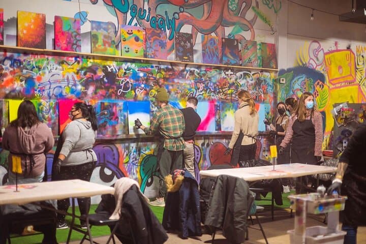 BYOB Spray Paint & Sip in Chicago Uptown — Studio W.I.P. Urban Art Workshop photo 5