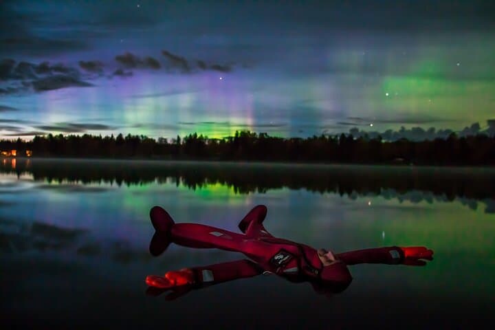 Aurora Ice Floating in Rovaniemi: Dry-Suit Northern Lights Float on a Frozen Lake photo 6